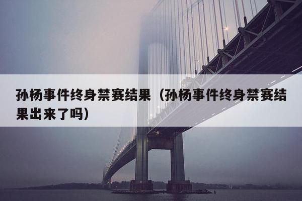 孙杨事件终身禁赛结果（孙杨事件终身禁赛结果出来了吗）